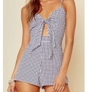 Gingham Black and White Tie Front Romper